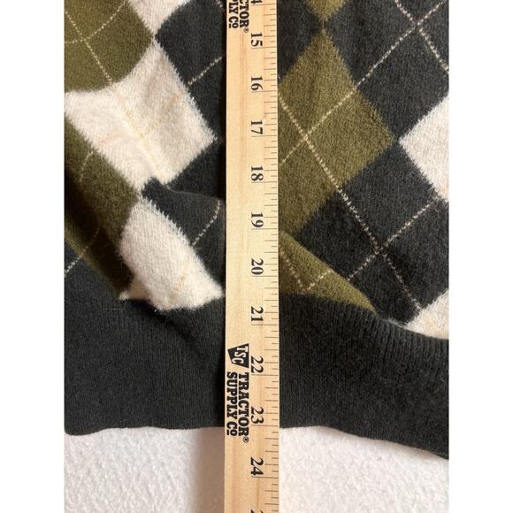 Vintage Argyle Italian Wool V Neck Sweater M No Brand Tags - Picture 6 of 8